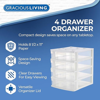 Gracious Living Drawer Organizer, 4-Tier Plastic Storage Desktop Drawers - Image 4