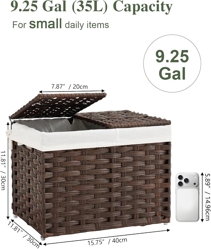 SETVSON Storage Basket with Lid, 2-Lid PE Rattan Storage Bin, 2 Removable - Image 2