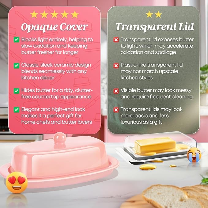 Flexzion Ceramic Pink European Butter Dish - Image 4