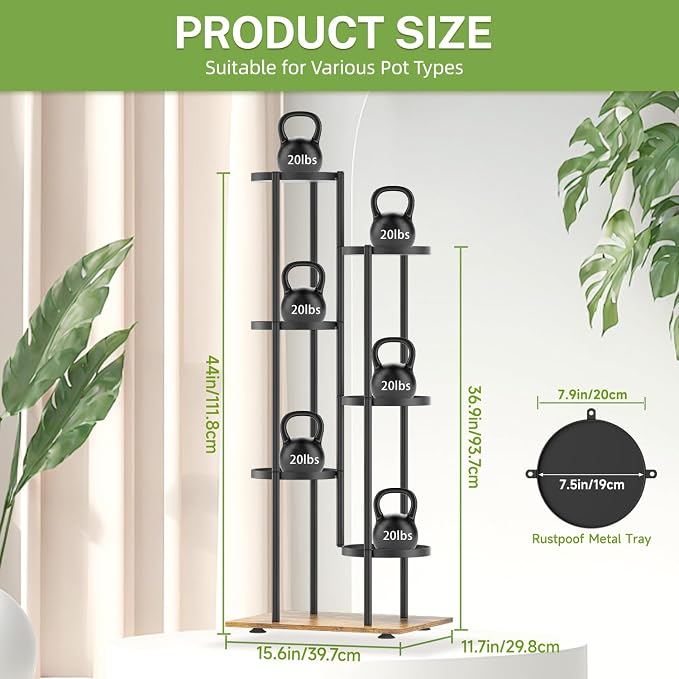 iDavosic.ly 6 Tier Plant Stand Indoor Outdoor, Tiered Corner Multiple Flower - Image 2
