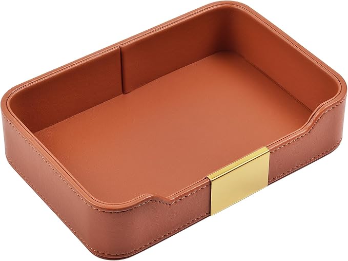 Luxury Leather Valet Tray Desktop Storage Organizer, Bedside Vanity Catchall by RHCSZ