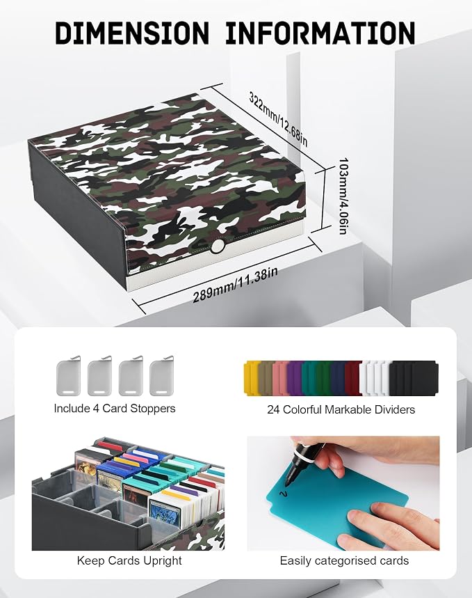 ZLCA Card Storage Box for MTG PTCG, Commander Deck Box Holds 3200+, Deck - Image 2