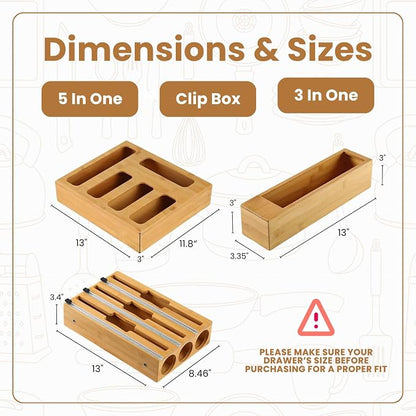 9 in 1 Storage Bag Organizer for Kitchen Drawer, Bamboo Foil and Plastic Wrap - Image 2
