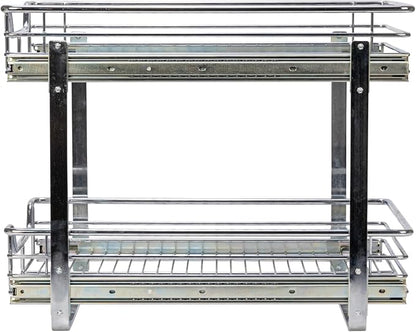 Household Essentials Chrome-Plated Steel Dual-Tier Slide-Out Organizer - Image 8