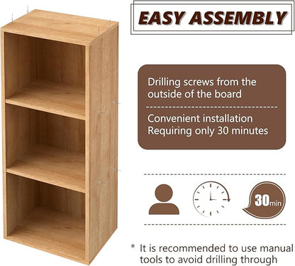 Wooden 3 Cube Storage Organizer, 3 Tier Storage Cubes Storage Display Cubby - Image 4