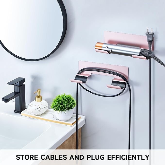 2 PCS Hair Straightener Holder Wall Mount Curling Iron Holder, Hair Dryer - Image 5