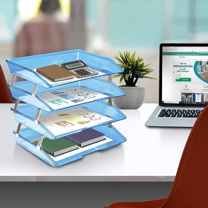 Acrimet Facility 4 Tier Letter Tray Side Load Plastic Desktop File Organizer - Image 3
