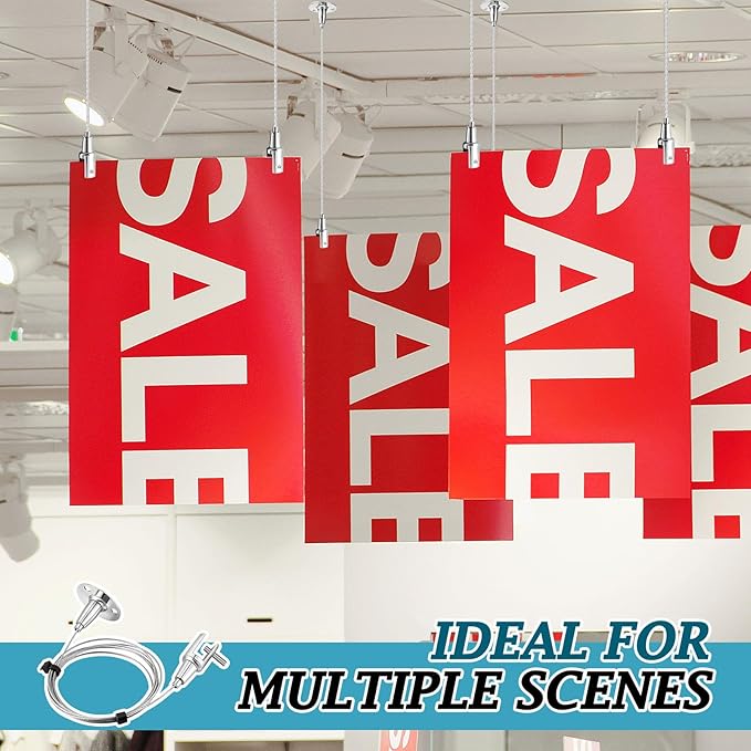 Zonon 20 Pcs 6.5 ft x 1.5 mm Ceiling Sign Hanger, 66 lb Stainless Steel Picture - Image 5