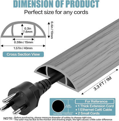 Floor Cord Cover Self Adhesive Cord Hider, 3.3FT Cable Management, Extension - Image 2