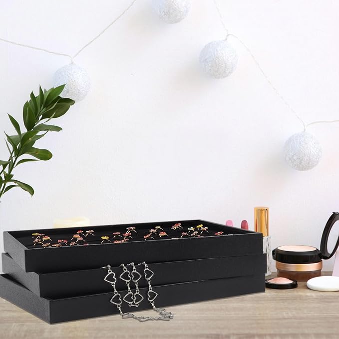 Rocutus Jewelry Trays, 3 Pack Stackable Velvet Jewelry Organizer Tray Drawer - Image 5