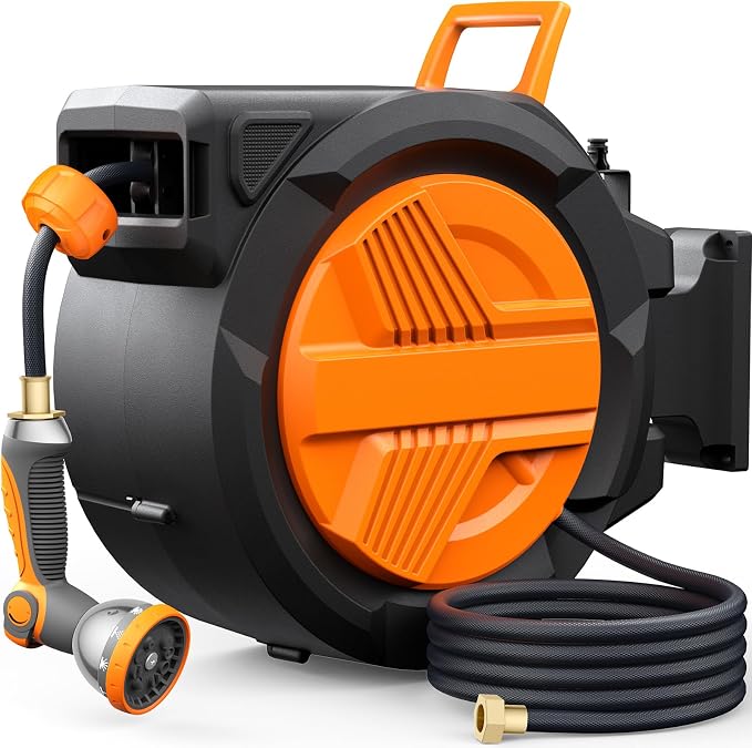 Retractable Garden Hose Reel 1/2” x 100ft, Auto Rewind Hose Reels by YGZ