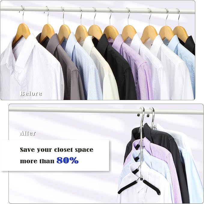 Hangers Space Saving Clothes Hanger 2 Packs Swing Arm Non Slip Padded Coat - Image 3