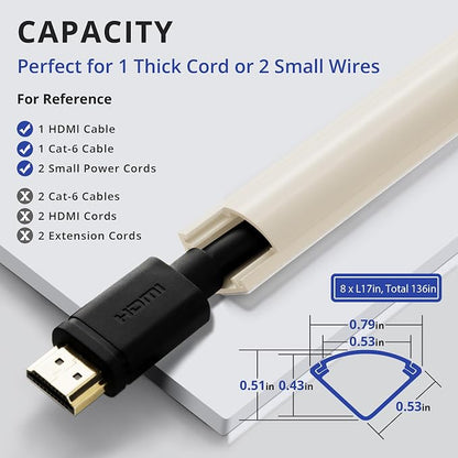 ZhiYo Corner Cable Hider for 1 Cord, Hide Wires on Wall Corner, 136in Beige | 8 - Image 2