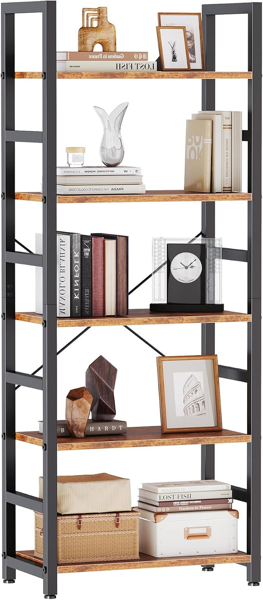 DUMOS 5-Tier Bookshelf, Modern Tall Bookcase Book Shelf | Open Storage Display by DumosLifestyle