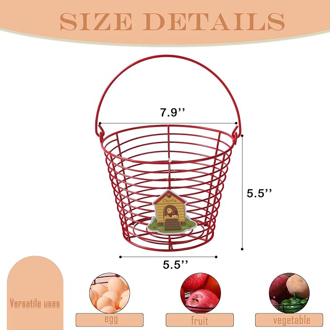 Colorful Metal Mesh Wire Egg Collecting Basket - Image 2
