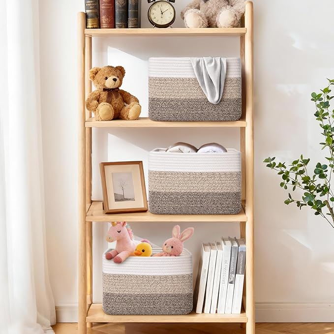 Storage Baskets for Organizing, 4 Pack Storage Baskets for Shelves, Woven - Image 2
