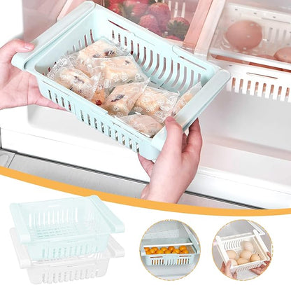 Refrigerator Drawer Organizer 2 Packs Retractable Drawer Refrigerator Storage - Image 3