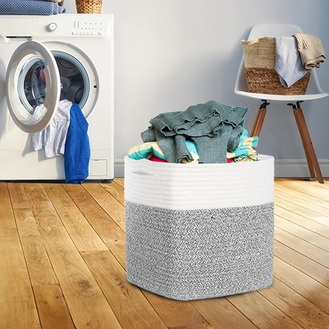 Cube Storage Bins 11 Inch Cotton Rope Woven Storage Basket - Image 7