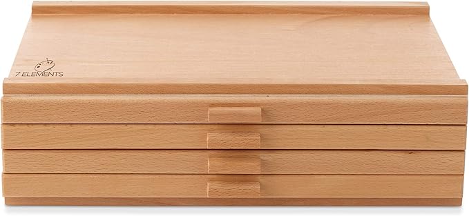 7 Elements 4 Drawer Wooden Artist Storage Supply Box - Image 6