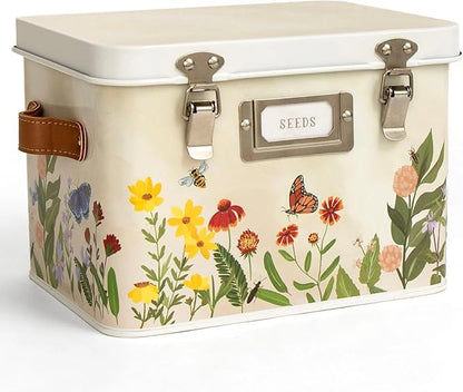 1Canoe2 Wildflower Botanicals Tin Seed Organizer Storage Box, Garden Seed by 1Canoe2