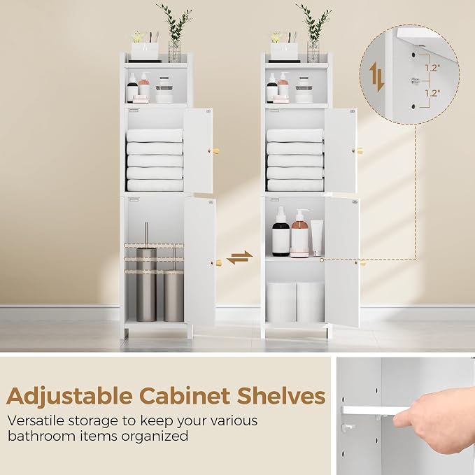BEWISHOME Small Bathroom Storage Cabinet, 2 Doors Narrow Bathroom Cabinet | - Image 5