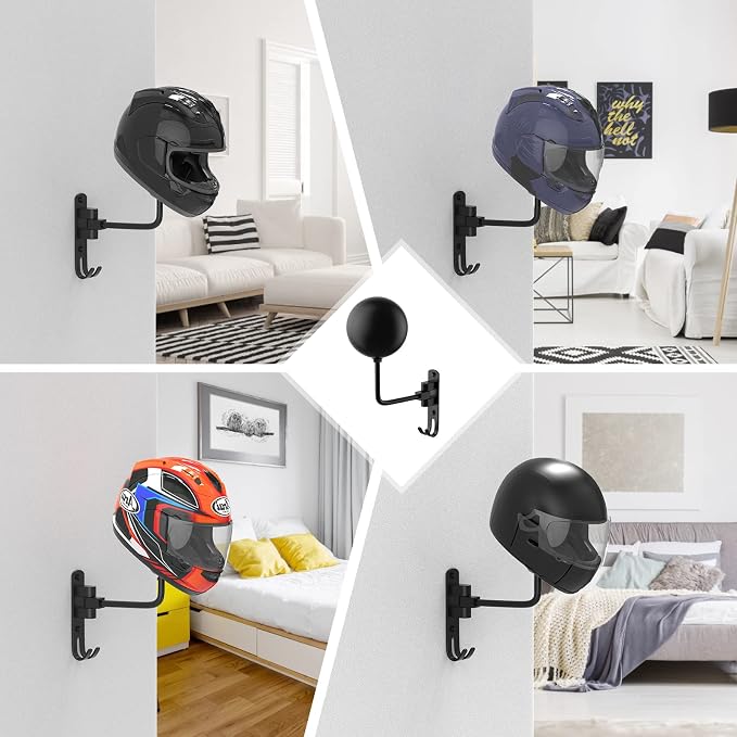 Helmet Hanger Wall Mount 180° Swivel Helmet Holder - Image 7
