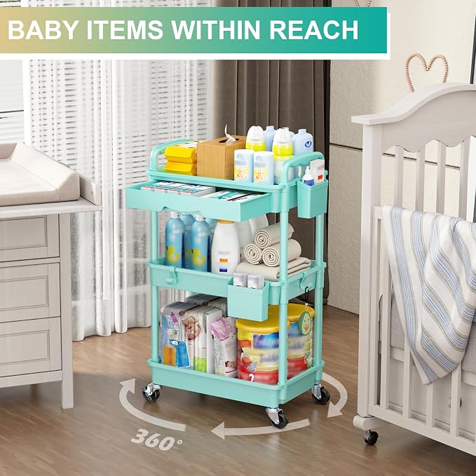 Goovilla 3 Tier Rolling Utility Cart Organizer - Image 6