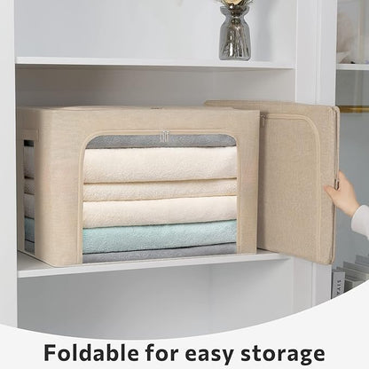 FHSQX 2 Pack Clear Window Storage Bins Foldable Fabric Storage Bins Boxes - Image 2