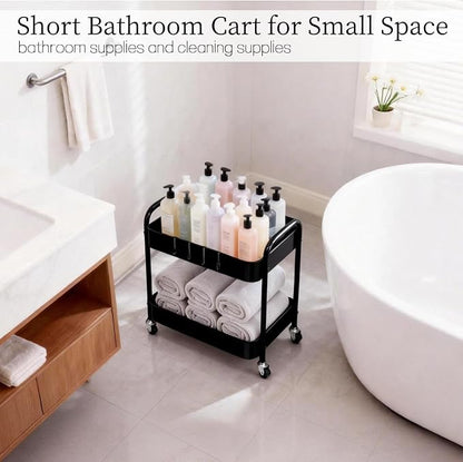 2 Tier Metal Rolling Utility Cart - Image 6