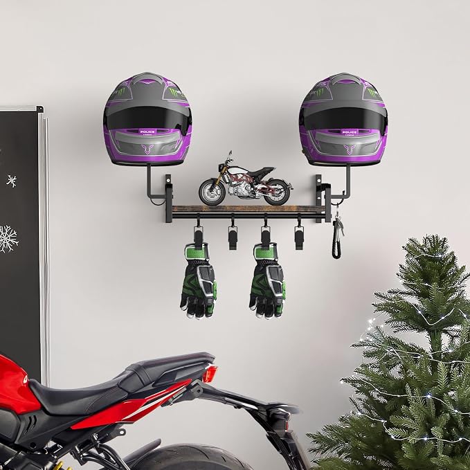 OYEAL Motorcycle Helmet Holder Wall Mount, Rustic Helmet Display Rack - Image 7
