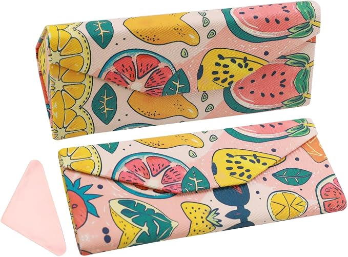 Foldable Glasses Case, Magnetic PU Leahter Sunglasses Case, Cute Hard Shell by FLYINGMAGE