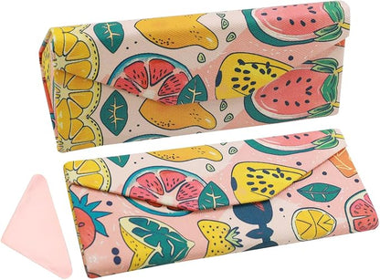 Foldable Glasses Case, Magnetic PU Leahter Sunglasses Case, Cute Hard Shell by FLYINGMAGE