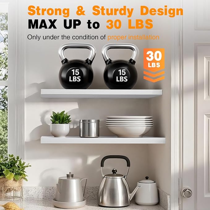BAYKA Floating Shelves, 47.2 inches Long Heavy Duty Wall Mounted Rustic Wood - Image 5