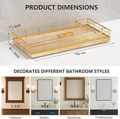 Toilet Paper Basket Organizer – Oak Wood Toilet Tank Tray - Image 6