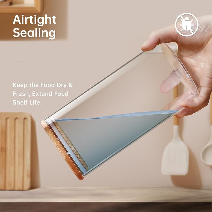 Square Glass Jars with Bamboo Lids, Glass Canisters with Airtight Lids - Image 4