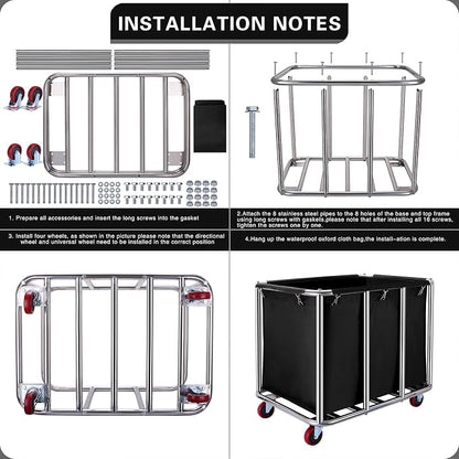 Commercial Laundry cart with Wheels, 400L Large Laundry Basket with Wheels - Image 6