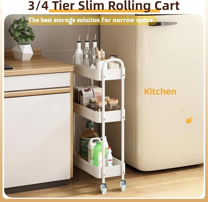3 Tier Narrow Rolling Storage Cart - Image 2