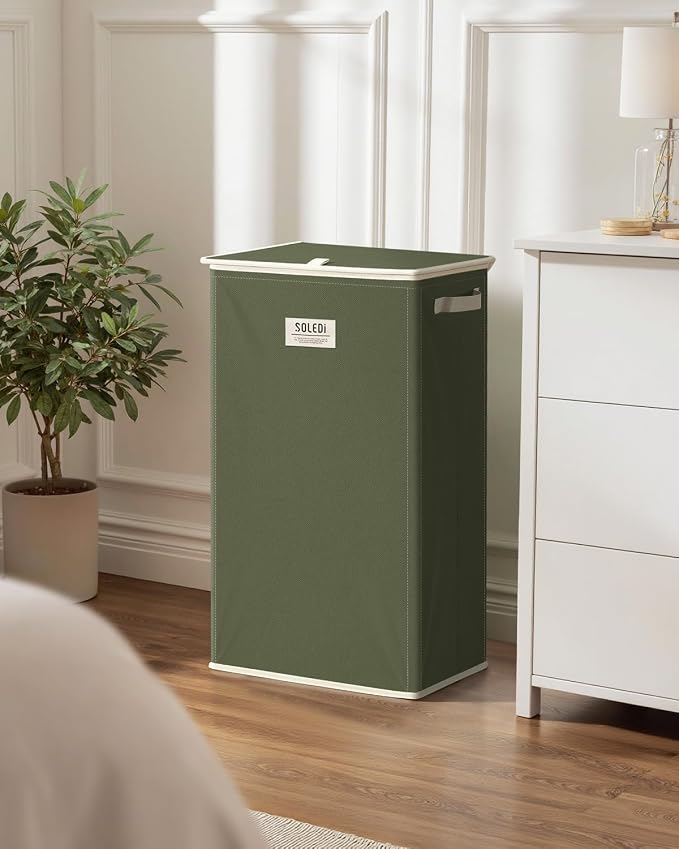 SOLEDI Laundry Hamper with Lid 100L Large & Tall Collapsible Laundry Basket - Image 7