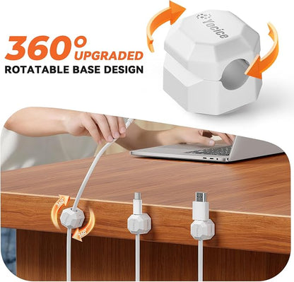 12 Pack Rotatable Cable Clips, Spring Cord Organizer Desk Cable Management Cord - Image 2