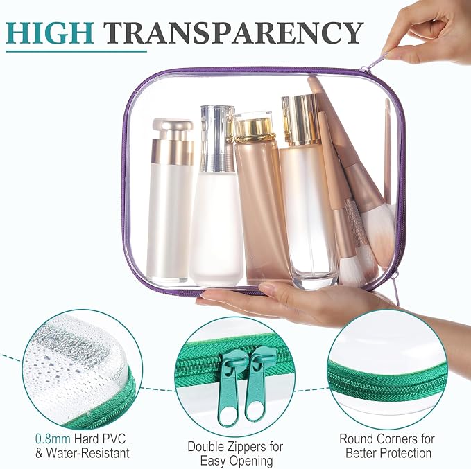 Sanwuta 6 Pcs Clear Hard Zipper Case Pencil Pouches Hard Plastic Zipper Pouches - Image 3