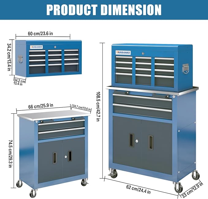 LARBANKE 5-Drawer&8-Drawer Tool Chest combination, - Image 3