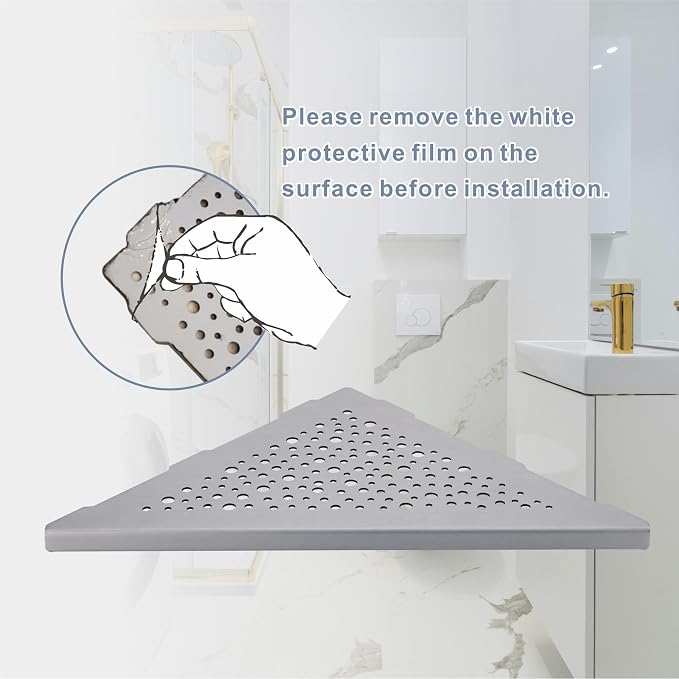 HIDROP Brushed Nickel Corner Shower Shelf 10 Triangular Corner Shelf Stainless - Image 5