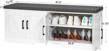 HOMSHO Farmhouse Shoe Storage Bench - Image 3