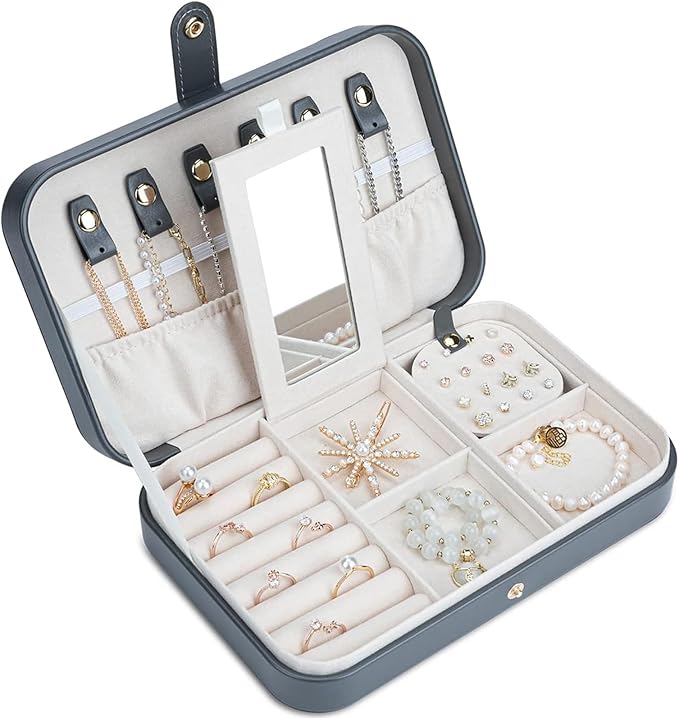 Travel Jewelry Box for Women Travel Jewelry Box Organizer, 2 Tier Portable by V-LafuyJewelryBox