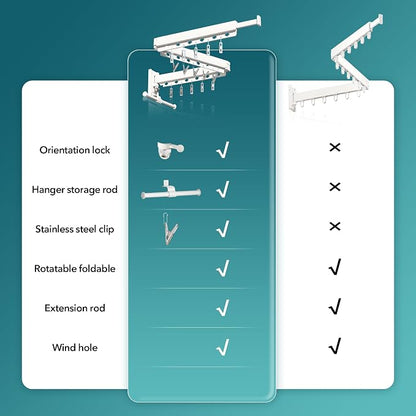 Wall Mounted Clothes Hanger, Clothes Drying Rack, Laundry Rack Wall Mount - Image 2