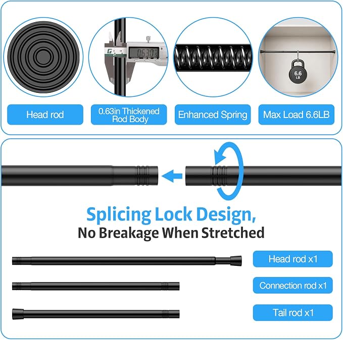 4 Pack Spring Tension Rod, Adjustable 28-45 Inch No Drill, Fits Windows Kitchen - Image 3