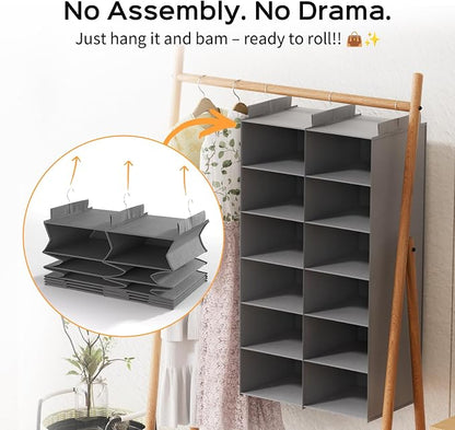 Dual-Row Hanging Closet Organizer – Foldable Clothes Storage Shelves - Image 4