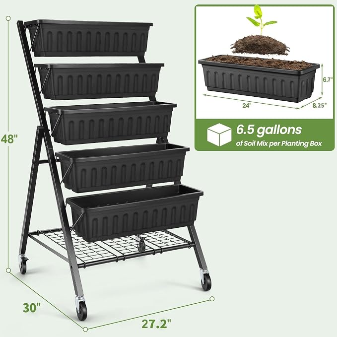 SEJOV 5-Tier Raised Garden Bed, 4FT Vertical Garden Planter - Image 3