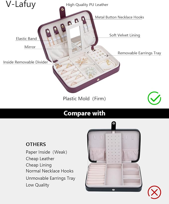 Jewelry Travel Organizer, Travel Jewelry Box Portable, Small Travel Jewelry Case - Image 3