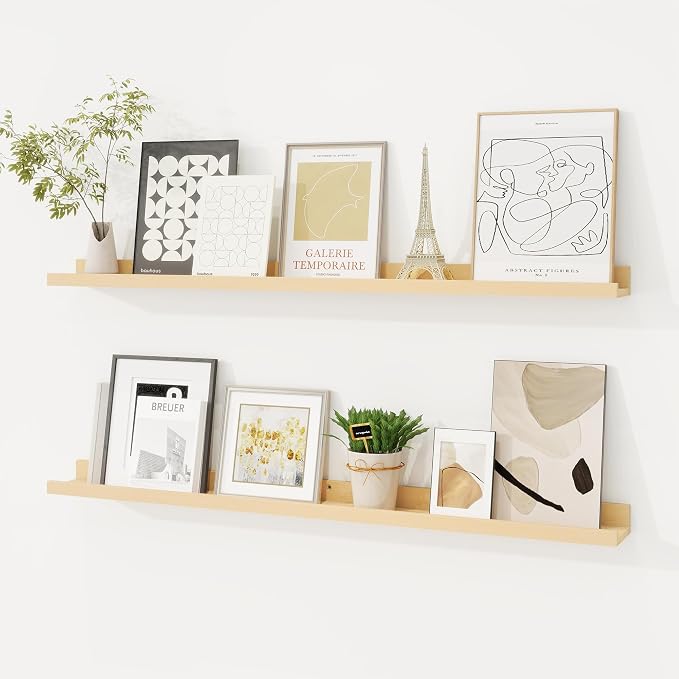 Picture Ledge Shelf, Floating Shelves Set of 2, 36 Inches Solid Wood Nursery by FunMemories